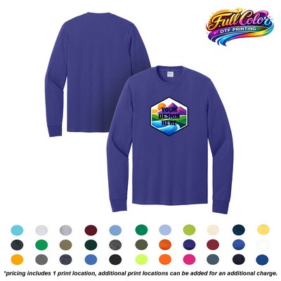 Port & Co™ Long Sleeve Core Cotton Tee - Full Color DTF Printed